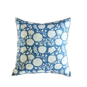 14x36 | 14x20 | 16x26 | 20x20 | 22x22 Blue White Hand Block Print Pillow | Botanical Pillow | Boho Pillow | Modern Pillow | Farmhouse Decor