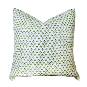 14x36 | 20x20 | 22x22 Green Booti Hand Block Print Pillow | Botanical Pillow | Modern Pillow | Farmhouse Floral Decor | Eclectic Home Decor