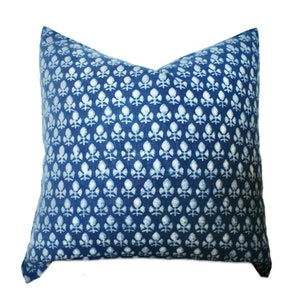 22x22 | 20x20 Hand Block Print Floral Pillow | Indian Pillow | Farmhouse Decor | Indigo Pillow | Linen Pillow | Block Print Pillow Cover