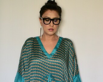 Mulberry Silk Kaftan Robe: Boho Lounge Maxi Dress