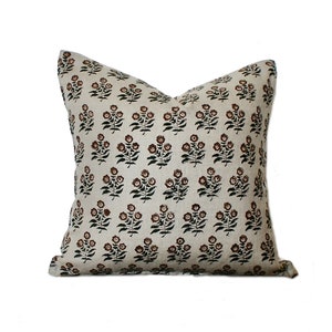 Designer Linen, Block Print Lumbar Pillow, Mid Century Modern Pillows, Tan Pillows, Various Sizes, Modern Farmhouse Pillows, Luxury Decor