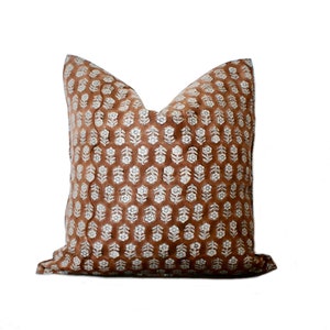 Designer Linen, Block Print Lumbar Pillow, Mid Century Modern Pillows, Tan Pillows, Various Sizes, Modern Farmhouse Pillows, Luxury Decor
