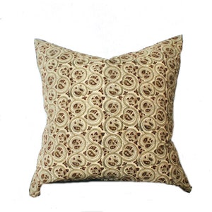 14x36 | 22x22 Brown Tan Hand Block Pillow | Botanical Pillow | Vintage Kalamkari Pillow | Modern Pillow | Farmhouse Decor | Neutral Decor