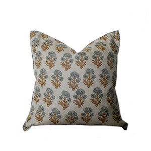 Designer Linen, Block Print Lumbar Pillow, Mid Century Modern Pillows, Neutral Pillow, Various Sizes, Modern Farmhouse Pillows, Luxury Decor
