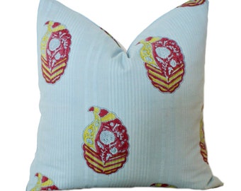 Blue Kashmir Paisley Pillow Cover: Indian Block Print, Farmhouse Decor