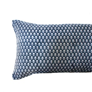 18x18 20x20 22x22 14x36 Grey Blue Hand Block Pillow | Block Print Lumbar Pillow Cover | Neutral Decor Pillow | Boho Decor | Eclectic Decor
