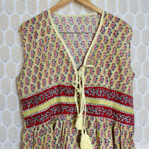 Hippie Vintage Style Indian Voile Midi Dress, Gypsy Dress, Robe Indienne, Organic Cotton, Bohemian, Indian Block Print Dress, Coachella Midi shops
