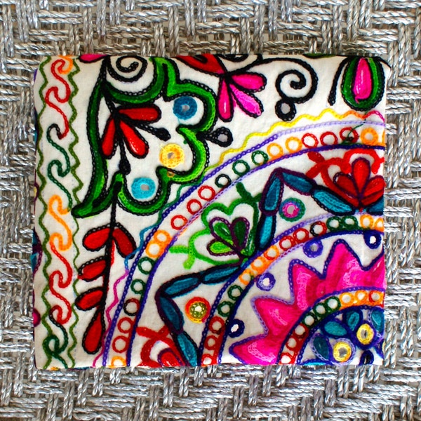 Multicolor - Allover Kutch Hand Embroidery Woollen Shawl 140