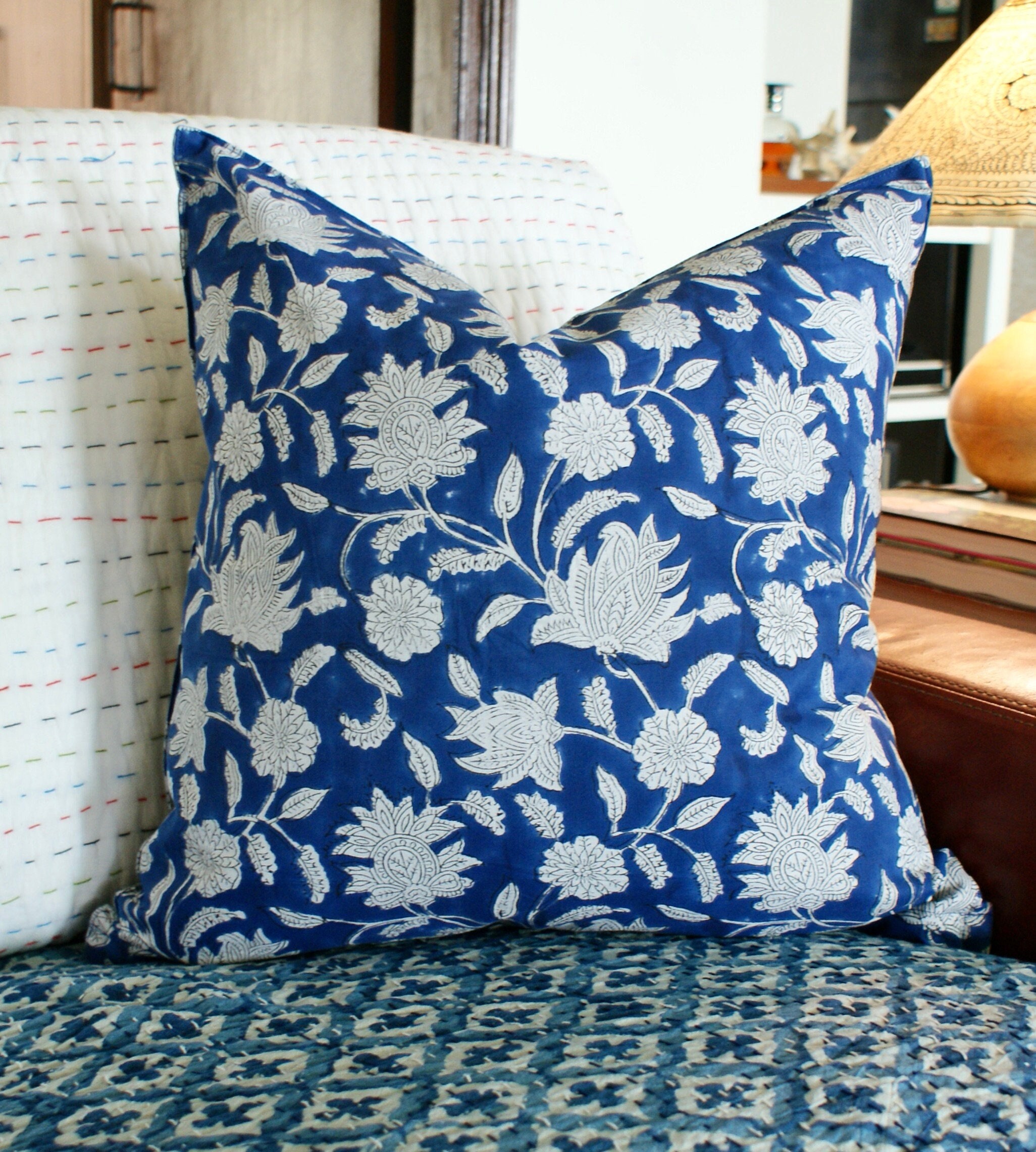 Orkney Linen Square Throw Pillow Cover Vintage Blue / 20