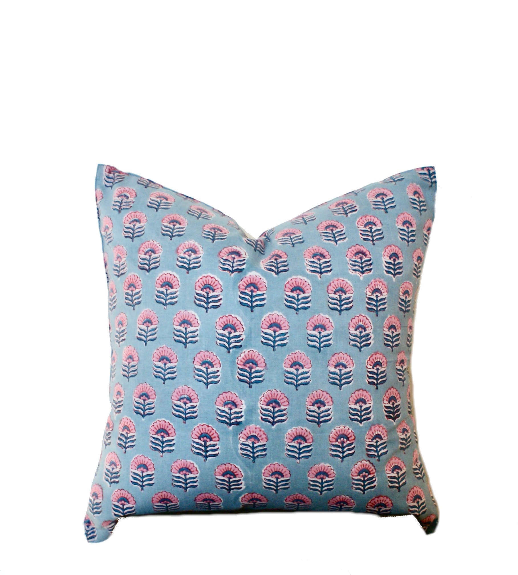 Throw Pillow, Blue - Raya Lumbar Cushion - Revival™