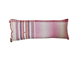 Block Print Lumbar Pillow: Modern Rustic Accent, Tasseled Edge