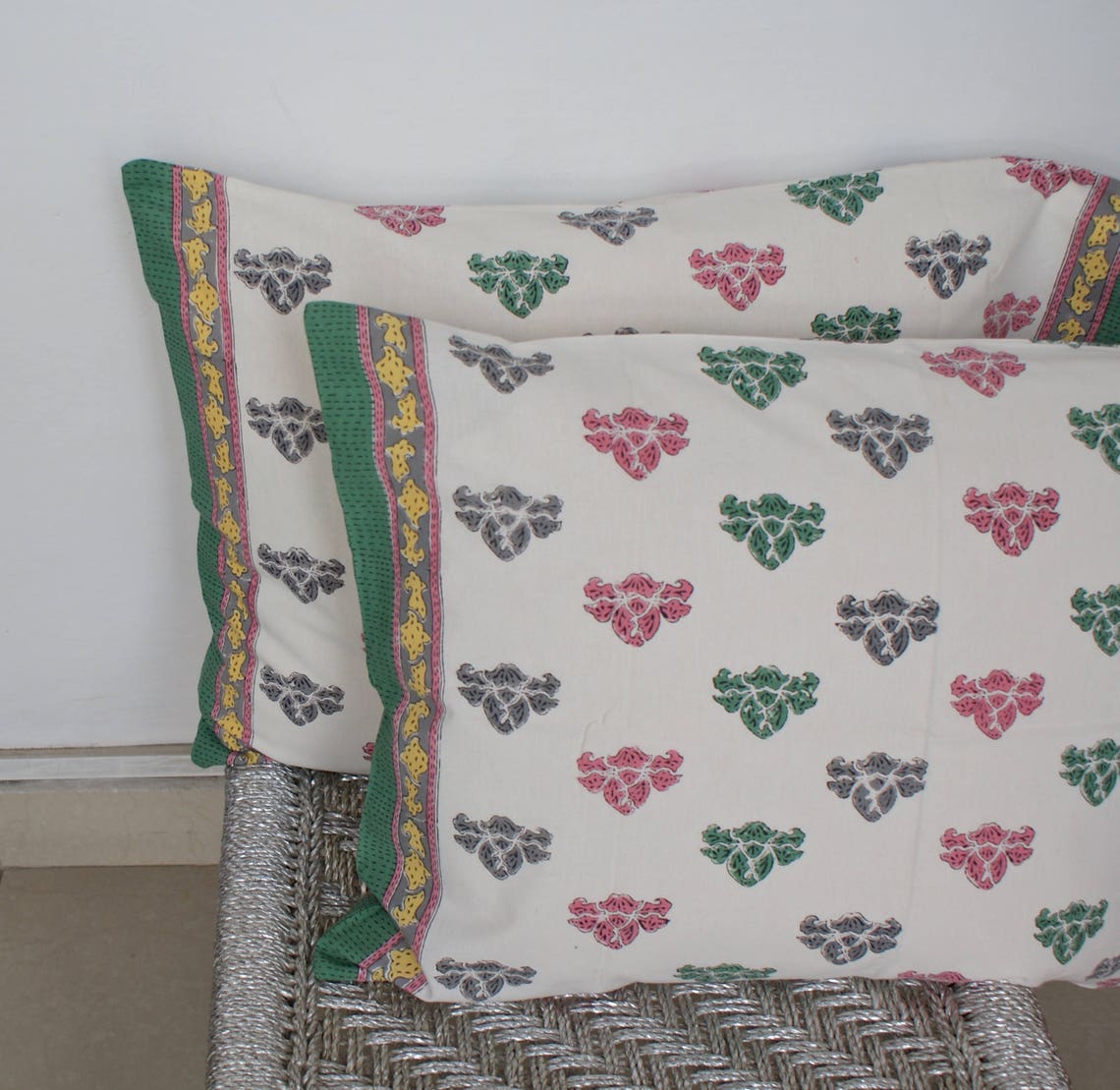 Fabulous Pair Indian Hand Block Print Pillow Cases Covers Etsy