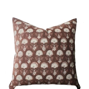 16x36 14x36 20x20 22x22 Dull Terracotta Hand Block Print Pillow Cover | Botanical Lumbar Pillow | Boho Farmhouse Decor | Bohemian Cover