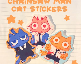 Chainsaw-Man Cat Sticker Set: CSM Anime Vinyl Stickers