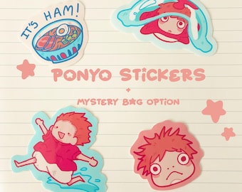 Ponyo Sticker Set: Studio Ghibli Anime Vinyl Stickers | Mystery Sticker Bag