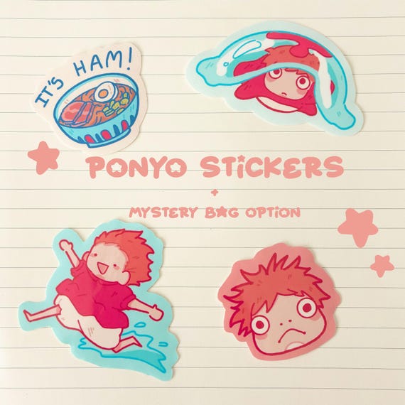 Ponyo Sticker Set: Studio Ghibli Anime Vinyl Stickers | Mystery Sticker Bag