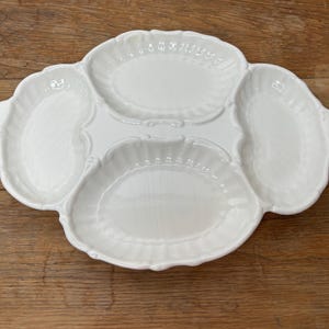 Vintage Creamy Off White 4 Sectioned Platter Serving Tray Hors D’oeuvres