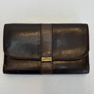 Vintage Coach Mahogany Dark Brown Leather Wallet Clutch