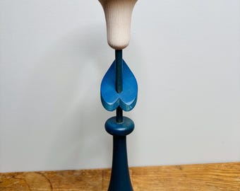 Vintage 80’s Aarikka Finland Tulip Lily Wood Candlestick Holder