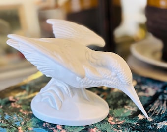 Kingfisher (Spread Wings) Bird Art Sculpture Figurine White Bisque Porcelain Very Detailed