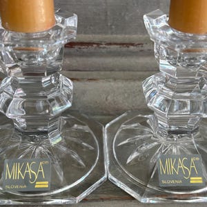 Mikasa Slovenia Crystal Candlestick Holders (Set of 2) Clear
