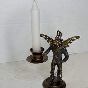 Petites Chooses Brass and Pewter Flying Monkey Candlestick Holder; Harlequin Mask