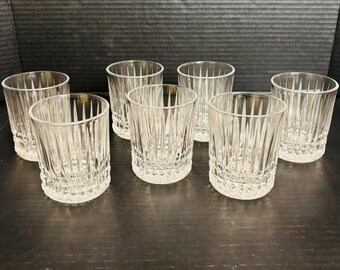 Vintage Fostoria Heritage Clear Crystal Double Old Fashioned Glasses Set of 7 Rocks Tumblers