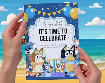 Bluey Birthday Invitation | Editable Canva Template (Digital Download)