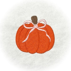 Pumpkin with Bow Embroidery Design | Fall Embroidery Digital File for Machine Embroidery | Heirloom Southern Grandmillenial Style Embroidery
