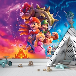 Super Mario Bros. Wall Mural: Self-Adhesive Kids Room Wallpaper