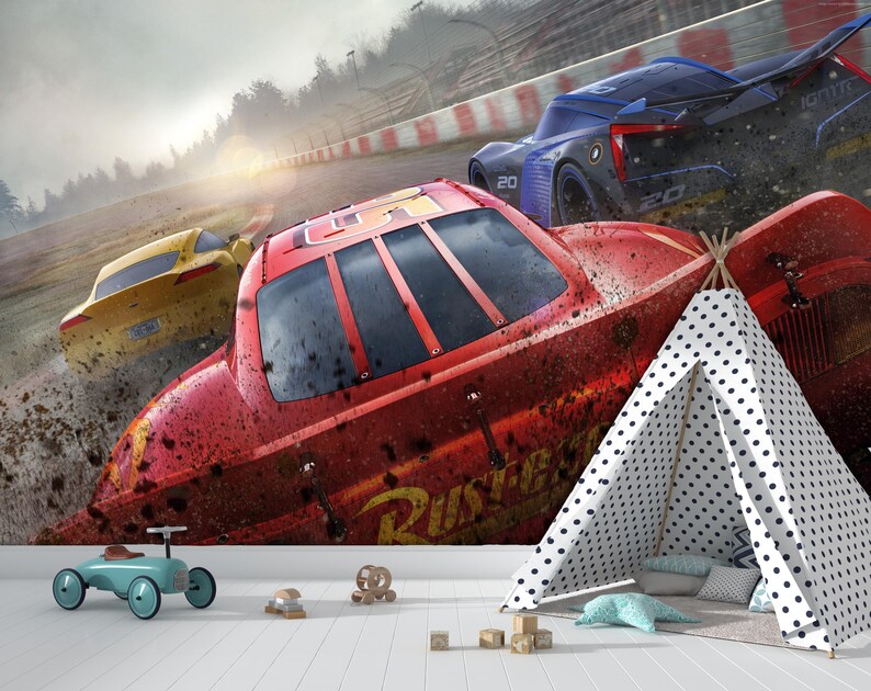Lightning Mcqueen Wallpaper,kids Room Peel and Stick - Etsy