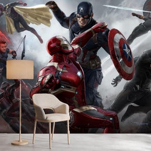 Avengers Kids Room Wallpaper: Superhero Peel and Stick Mural