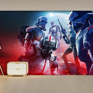Papier peint Star Wars : décoration murale vaisseau spatial Dark Vador, décoration de chambre d&#39;enfant