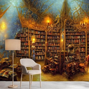 Magical Library Peel and Stick Wallpaper: Kids Room Decor
