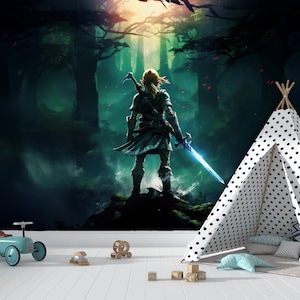 Zelda Gaming Mural Wallpaper: Kids Room Video Game Decor
