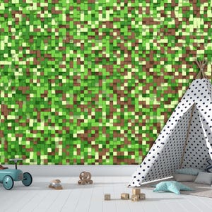 Pixel Art Video Game Wallpaper Mural: Peel and Stick Kids Room Decor