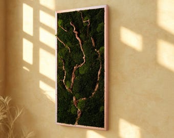 Bonsai Moss Wall Decor, Preserved Stabilized Bonsai Moss Art, Wooden Framed Plant Decor,Rustic Moss Decor, Entryway Decor, New House Gift