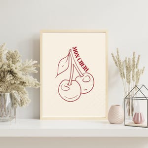 Minimalist Red Love Wall Art Print | Modern Valentine’s Day Digital Download | Romantic Typography & Illustration Poster
