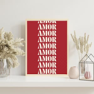Minimalist Red Love Print: Modern Valentine&#39;s Day Wall Art (Digital Download)