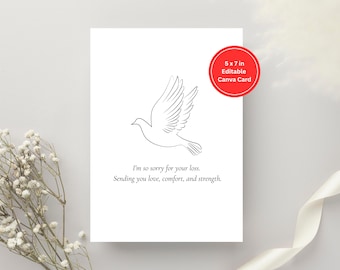 Minimalist Funeral Sympathy Card Template | Editable Memorial Condolence (Instant Download)
