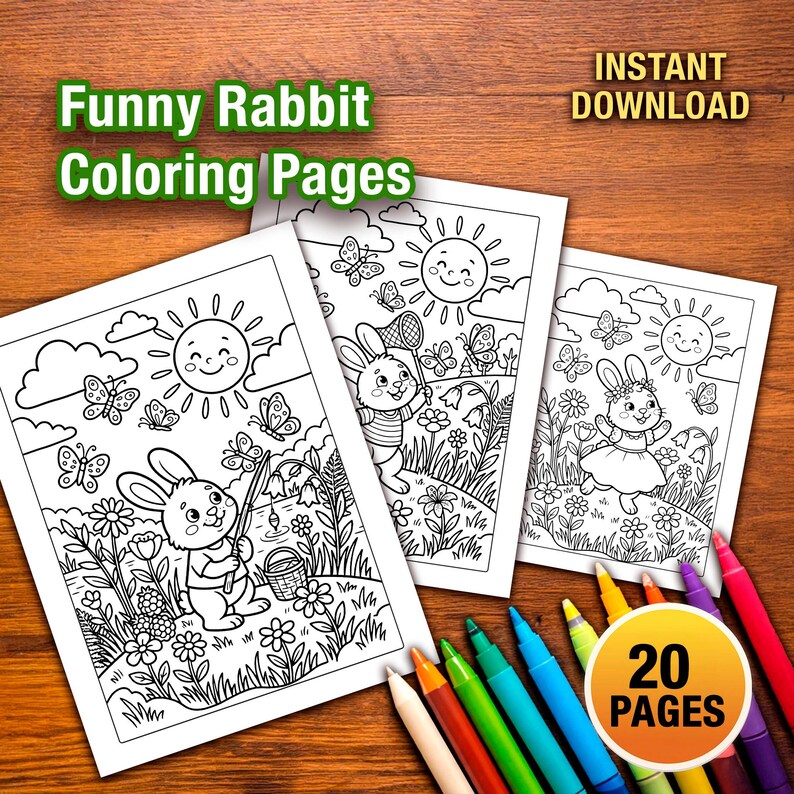 Silly Rabbit Coloring Pages Funny Rabbit Coloring Pages for Kids, 20 Printable Bunny Sheets ...
