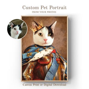 Custom portrait of a cat in knightly armor – Custom Dog or Cat Portrait in Costume – Digital Pet Art or Canvas Gift for Pet Lovers.