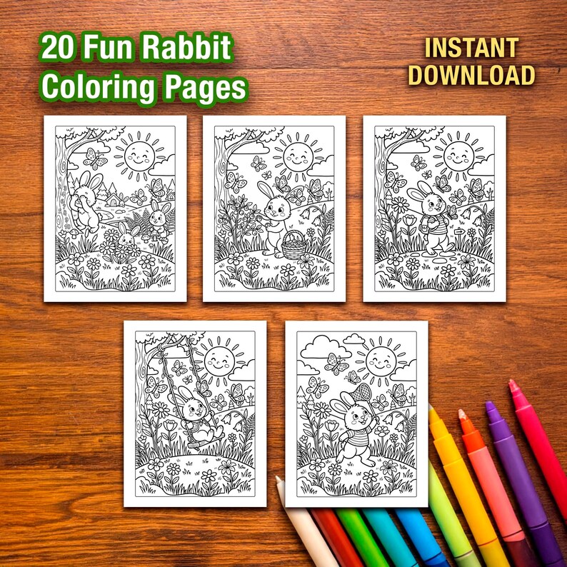 Silly Rabbit Coloring Pages Funny Rabbit Coloring Pages for Kids, 20 Printable Bunny Sheets ...