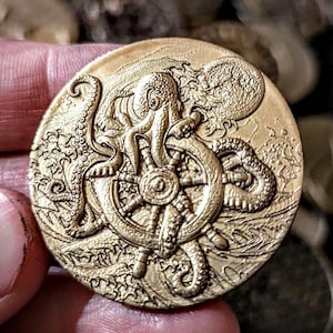 Karnagawa - laser engraved, high relief, artisan sculpture, hand polished copper coin