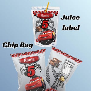 Cars Custom Birthday/ Disney cars Chip Bag / Lighting McQueen/ Cars Juice Labels/ Party Favors
