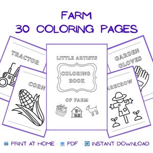 Farm Coloring Pages for Kids • 30 Printable PDF Sheets • Barn, Animals & Tools • Instant Download