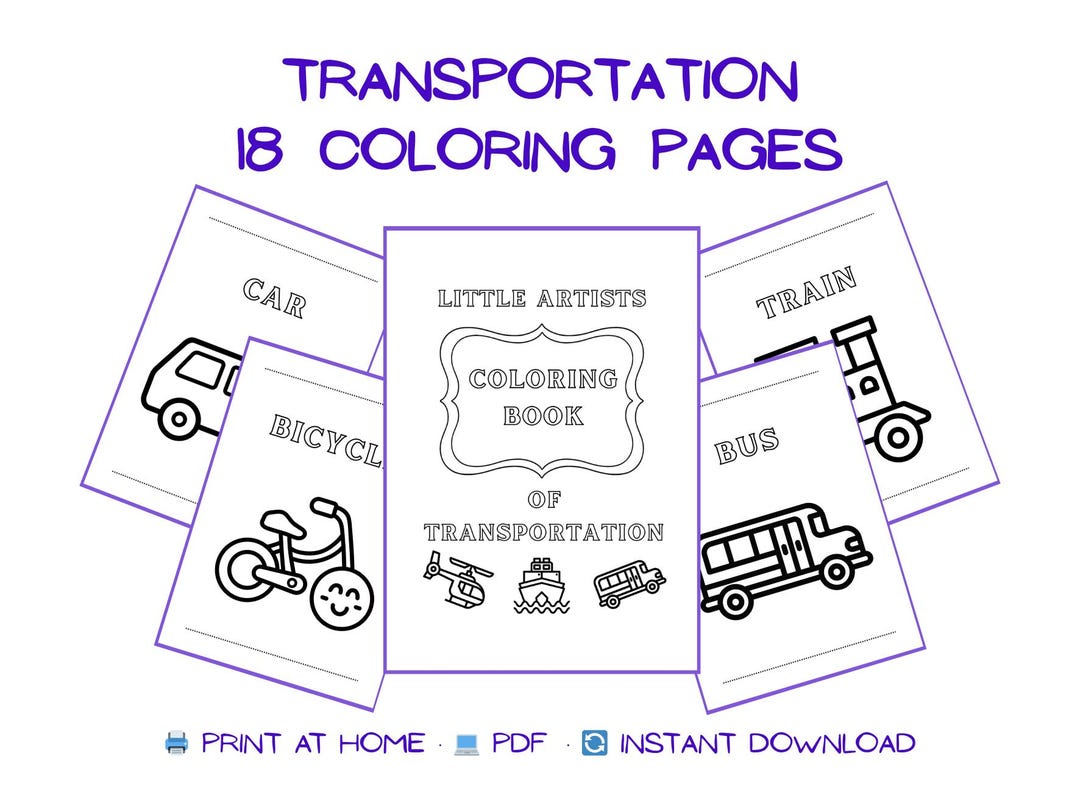 Transportation Coloring Pages for Kids • Vehicles PDF (instant Download ...