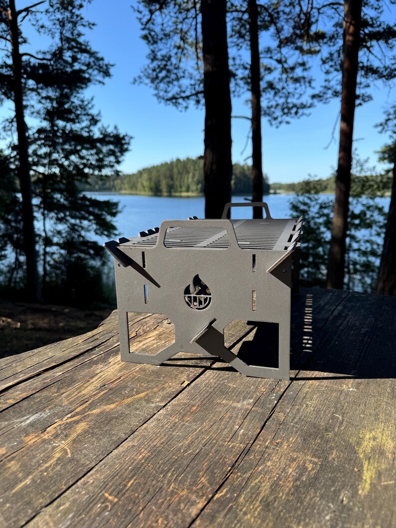 Portable Steel Camp Grill | Foldable BBQ Fire Pit for Camping, Tailgating & Outdoor Cooking