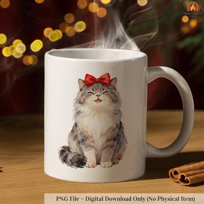 Watercolor Christmas Cat Clipart Bundle: Holiday PNG (digital Download ...