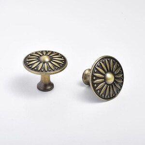 Pomos de cobre antiguos para gabinetes, tiradores redondos retro para cajones, tiradores de aleación de zinc de estilo europeo para escritorios, armarios y puertas (Código 9115CF)